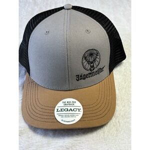 Jagermeister Mens Legacy Embroidered Snapback Trucker Hat In Gray &Black brown